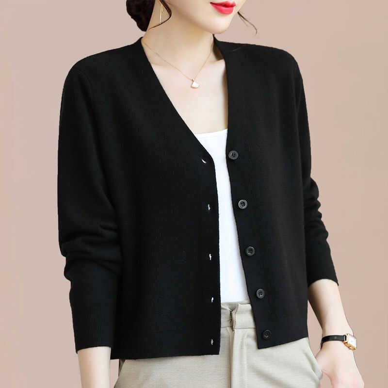 针织开衫女士短款毛衣外套2024新款春秋季妈妈小个子外搭薄款上衣,女装/女士精品,毛针织衫,淘宝优惠券,粉丝福利购,淘宝优惠卷