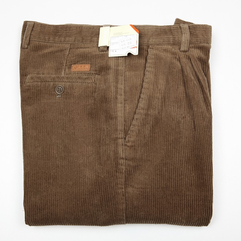 中老年人秋冬季厚款粗条灯芯绒男裤休闲裤宽松高腰爸爸宽条绒裤子