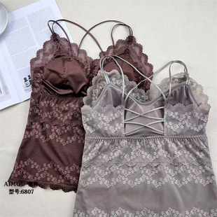 爱眸6807女士秋冬加绒加厚恒温保暖背心性感蕾丝细带美背内衣吊带