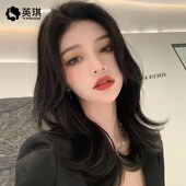 英琪假发女长发夏时尚 御姐八字中长卷发大波浪自然全真人发全头套