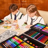 mobee儿童水彩笔画笔礼盒蜡笔画画工具小学生绘画套装 美术彩色笔