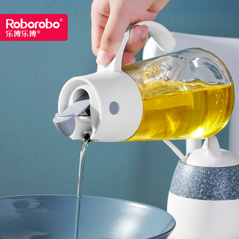 乐博玻璃油壶家用装油瓶防漏油罐厨房欧式自动开合酱醋油瓶调料瓶