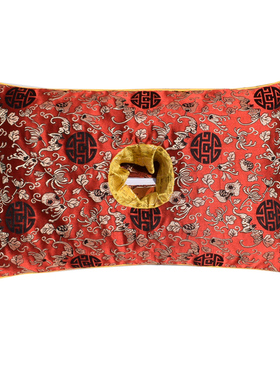 老粗布三孔耳枕 老人护耳枕纯荞麦壳枕头 单孔护耳枕