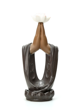 中式禅意创意佛手莲花陶瓷办公室摆件客厅博古架酒柜大号夜灯装饰