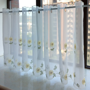 免打孔半帘短帘厨房半截窗帘飘窗纱帘遮光阳台半遮挡帘透光小窗帘