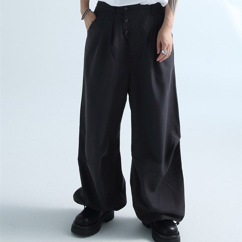 GRNL解构旋律 弧形压褶线廓形垂感直筒裤,男装,休闲裤,淘宝优惠券,粉丝福利购,淘宝优惠卷