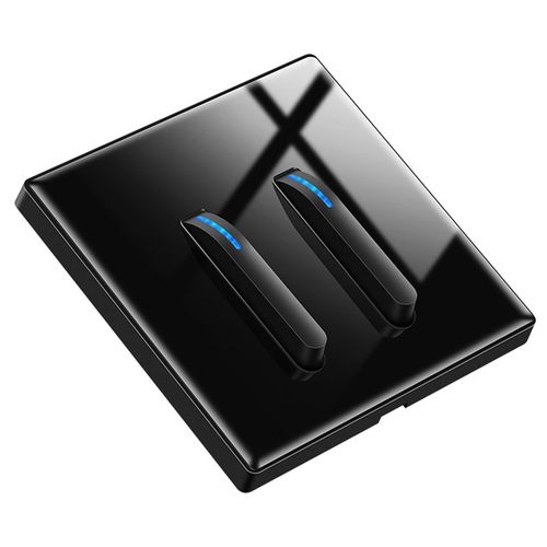 森尔钢化玻璃黑色开关插座面板钢琴键86型墙壁暗装酒店家用开关