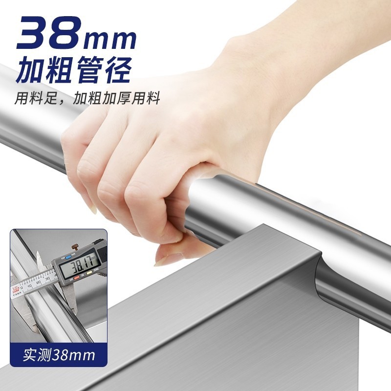 厨房置物架304不锈钢落地三层加厚收纳微波炉烤箱放锅储物货架子