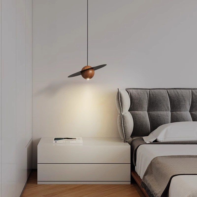 胡桃木黄铜飞碟吊灯侘寂风创意设计师吧台卧室床头吊线灯,家装灯饰光源,床头/玄关/吧台/过道吊灯,淘宝优惠券,粉丝福利购,淘宝优惠卷