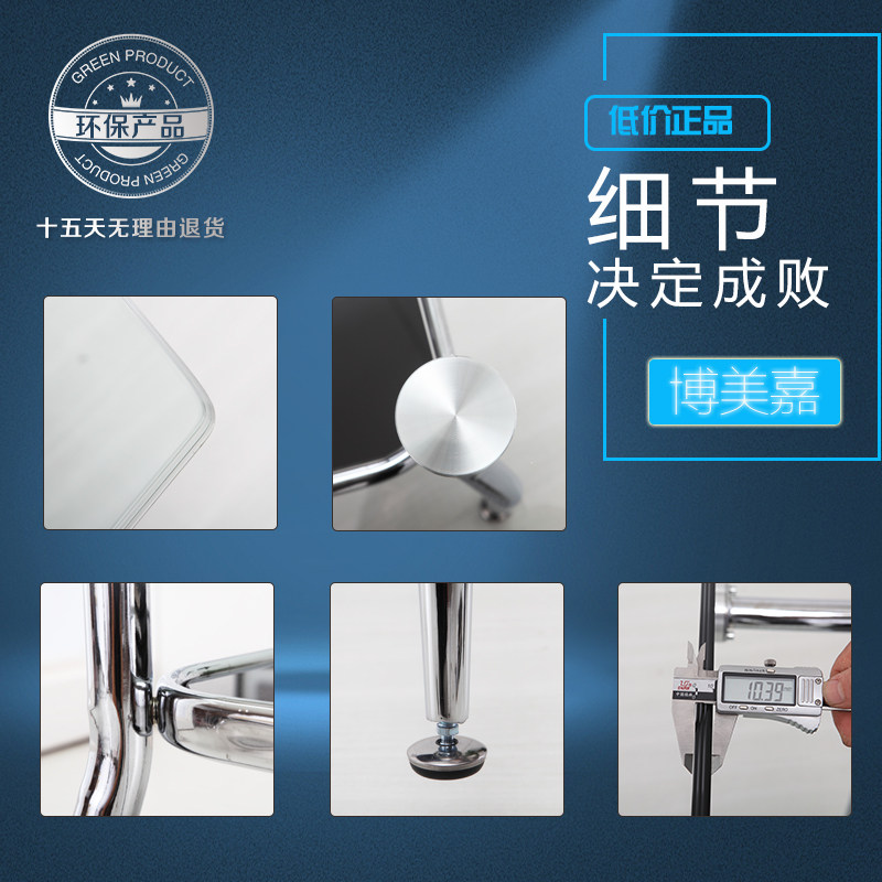 钢化玻璃小户型现代餐桌休闲接待大厅圆桌子圆形洽谈桌接待桌