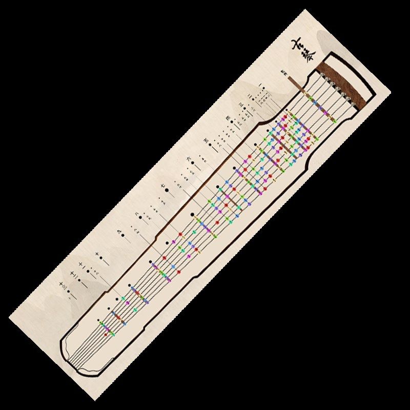 等比例古琴音位图桌垫慢三弦泛音F调调按音音准助记大号保护垫