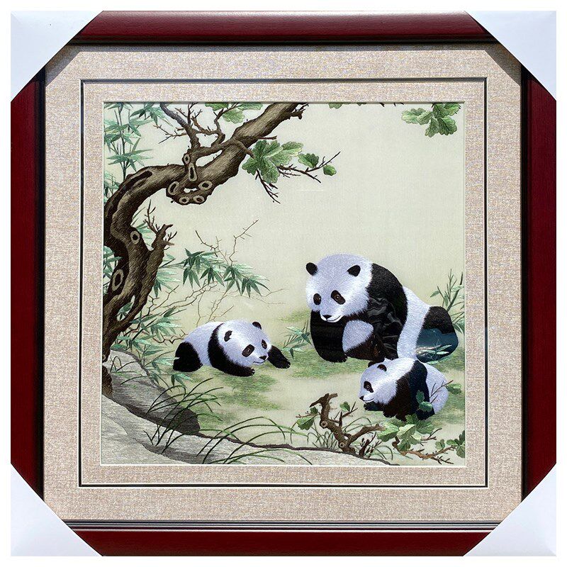 东吴绣娘纯手工非遗挂画苏绣刺绣大熊猫商务出国送礼书房办公室画