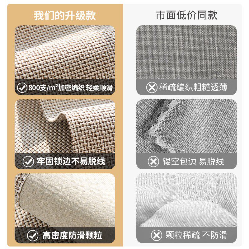 棉麻沙发垫子四季通用坐垫22新款编织风纯色防滑沙发罩盖布巾