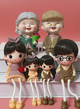 可爱老头老太吊脚娃娃摆件 家居新房装饰品 送长辈父母节日礼物品