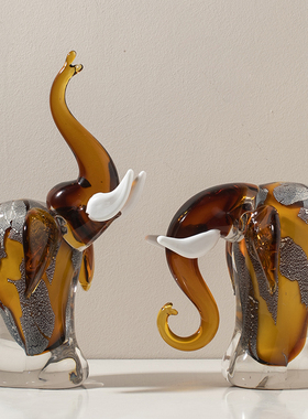 创意欧式琉璃招财象高升摆件客厅玄关酒柜办公室工艺品开业礼物