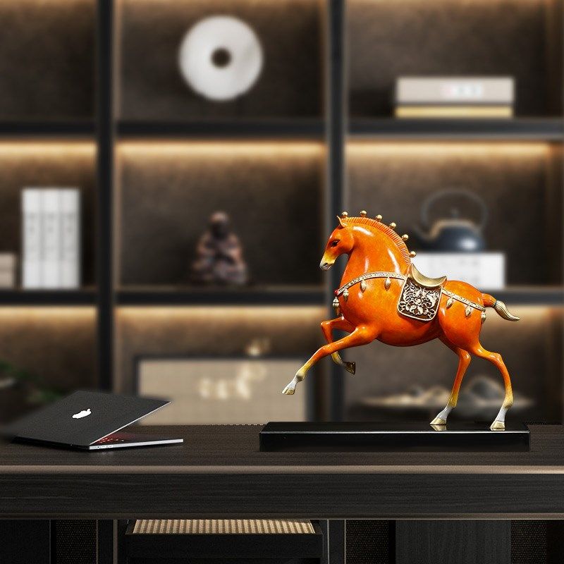 铜马摆件招财唐马老板办公室桌面客厅玄关装饰品公司乔迁开业礼品