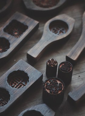 作旧中式老式月饼糕点木制模具 美食复古摄影道具【二店道具铺】
