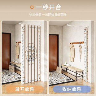 入户门玄关折叠隔断帘免打孔安装房间隐形客厅门帘屏风防风隔断帘