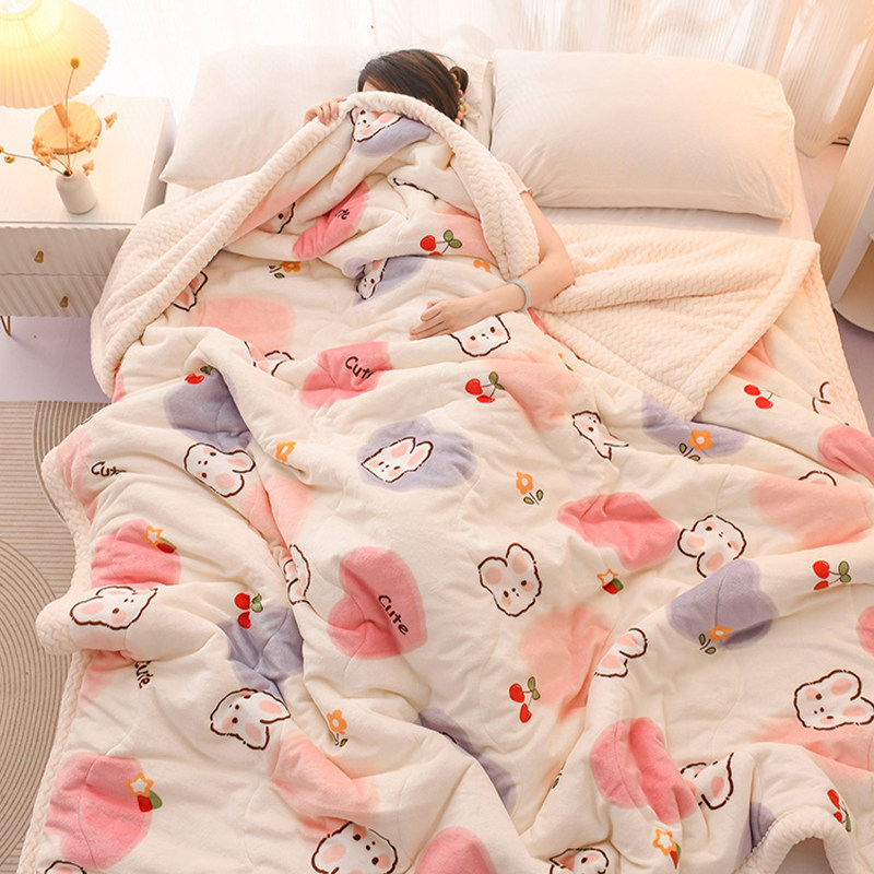 儿童毛毯冬季加厚盖毯婴儿被子午睡小毯子床上用珊瑚牛奶法兰绒毯