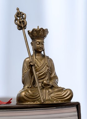 简修行地藏菩萨像地藏王坐像铜随身佛小摆件茶空间禅意文创装饰品