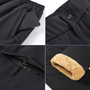 爸爸装 羊羔绒保暖老人男裤 裤 中老年男士 子 子加绒加厚冬季 外穿棉裤