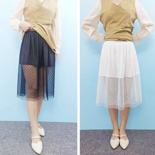 汉服内搭网纱打底衬裙马面裙内衬裙防走光旗袍花边加长打底裙长裙