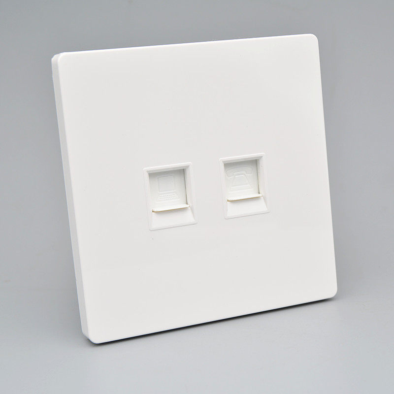 大板86双口网络电话信息面板二位千兆六类电脑网口语音插座1网1电