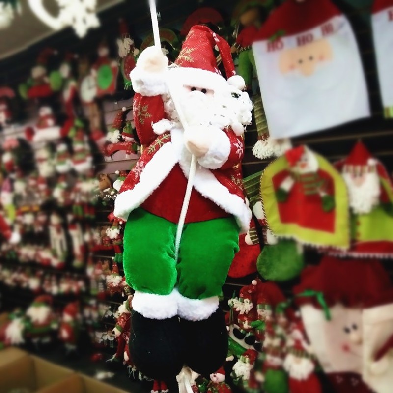 降落伞圣诞老人爬绳 跳伞圣诞老人公仔挂件吊饰商场酒店场景布置