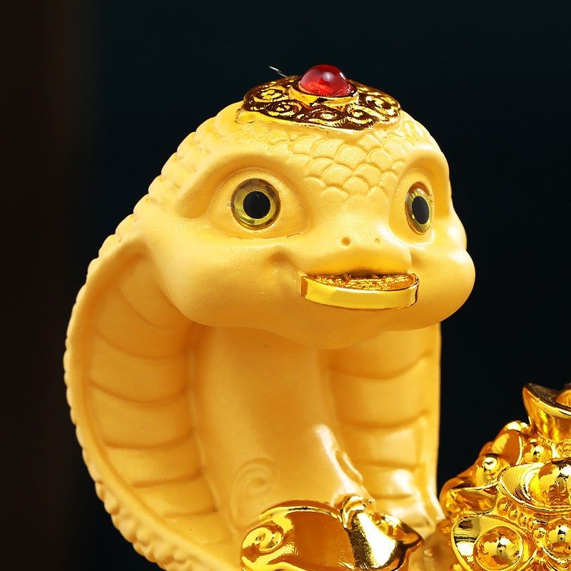 灵宝旺财生肖金蛇摆件聚宝盆招财客厅玄关电视柜装饰蛇年贺岁礼品