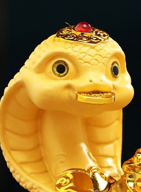 灵宝旺财生肖金蛇摆件聚宝盆招财客厅玄关电视柜装饰蛇年贺岁礼品