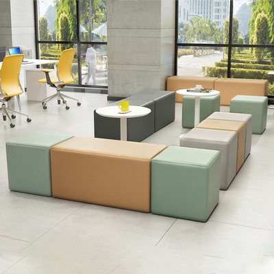 办公室接待沙发定制店面休息区等候区卡座靠墙理发店无靠背长条凳