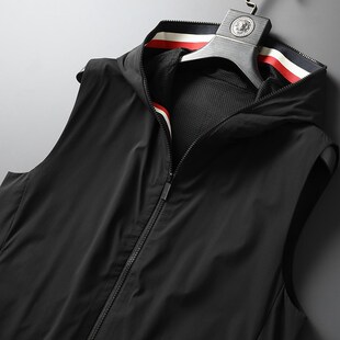 轻奢品质休闲薄款连帽马甲男士时尚修身高端无袖外套男外穿背心帅