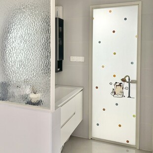 装万家浴室卫生间推拉门玻璃贴膜静电磨砂透光不透人窗户防窥贴纸