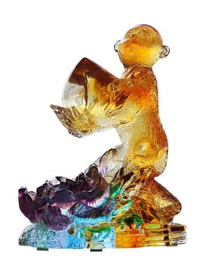 琉璃富贵猴摆件居家客厅柜台酒柜摆放装饰送礼生肖猴手工艺礼品