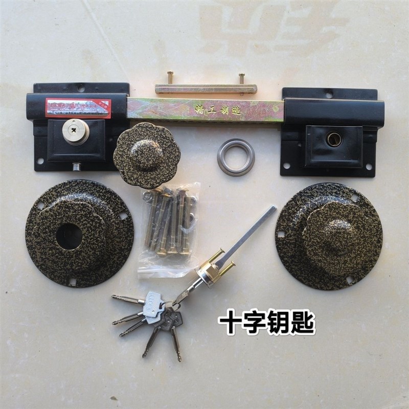 大门锁双开门齿条锁防盗锁木门铁门农村老款大门锁古铜颜色通用