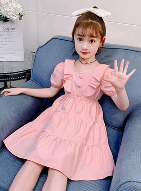 女童连衣裙夏季姐妹装四五六七八十岁小女孩全棉公主裙子紫色洋气