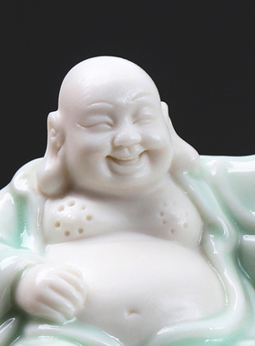 创意中式陶瓷工艺品招财弥勒佛家用客厅佛像大肚笑佛家居小号摆件