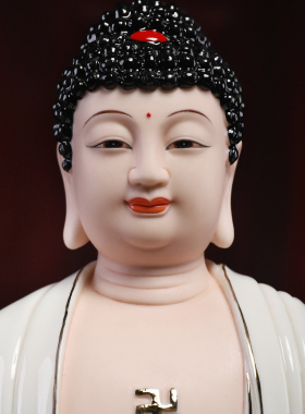 戴玉堂三宝佛释迦摩尼阿弥陀佛药师佛如来佛供奉家用陶瓷佛像摆件