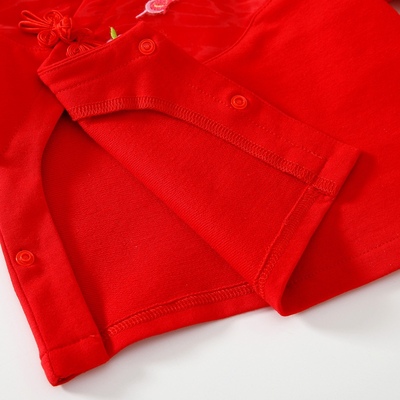 周岁礼服女宝夏季中式套装宝宝满月服红色唐装百天婴儿百岁岁衣服