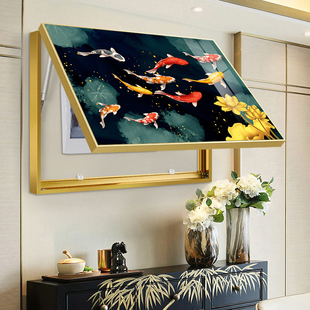 晶瓷电表箱遮挡装挂画推拉配电箱装饰画免打孔横版餐厅电表盒九鱼