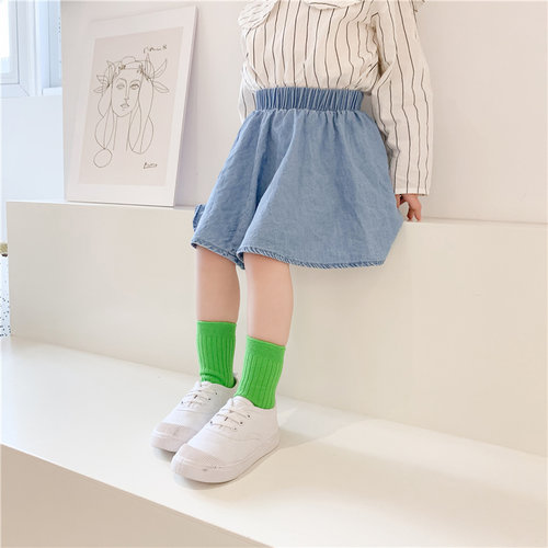 新款儿童袜子纯棉春夏季宝宝袜男童女童中筒袜小童糖果荧光色潮款