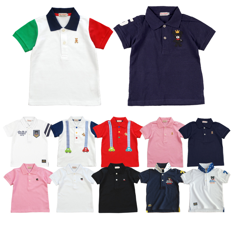 亲子装男童短袖polo衫全纯棉中小童宝宝翻领t恤女童夏装上衣1-7岁