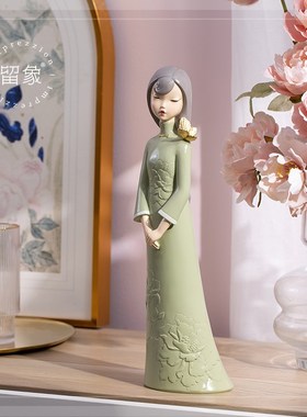 留象中式女孩桌面摆件客厅酒柜电视柜家居装饰品新房摆放工艺品