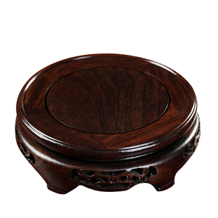 戴玉堂圆形黑檀木底座佛像加高佛座托架支架佛台佛像增高摆件