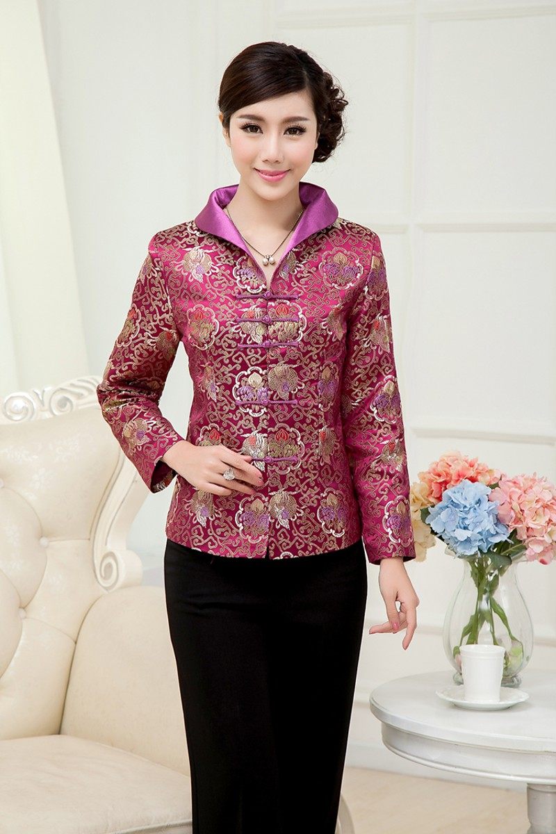 唐装女士春秋装上衣长袖外套中式盘扣上衣女民族妈妈婆婆锦缎棉衣,女装/女士精品,上衣,淘宝优惠券,粉丝福利购,淘宝优惠卷