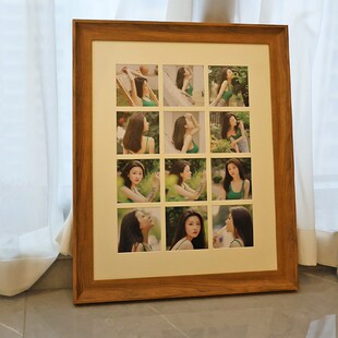 五月画馆九宫格中古风棕色相框宽边画框来照片定制油画水彩树叶框