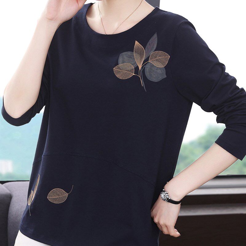 妈妈纯棉长袖t恤女春秋装新款中老年洋气打底衫宽松大码遮肚上衣,女装/女士精品,中老年女装,淘宝优惠券,粉丝福利购,淘宝优惠卷