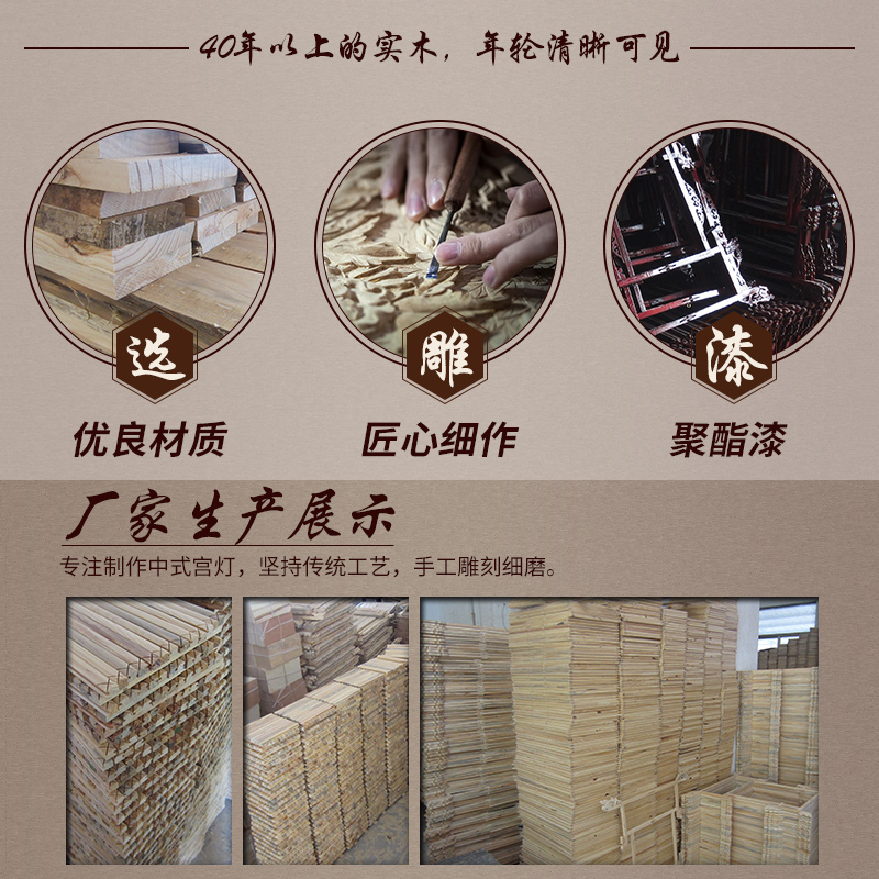中式实木六角宫灯大红灯笼山水画吊灯大门寺庙祠堂中国风仿古木质