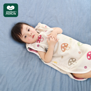 背心睡袋婴儿纱布蘑菇春秋薄款宝宝夏天睡衣纯棉护肚子防踢被夏季