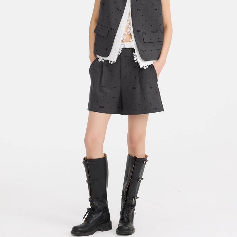 REVAN芮范2025春季新品设计师款质感蕾丝腰头波点马裤RL11303084